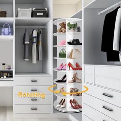 7 Tier Rotating Shoe Rack, 360° Revolving Free Standing Organizer Multifunctional Storage Bookshelf