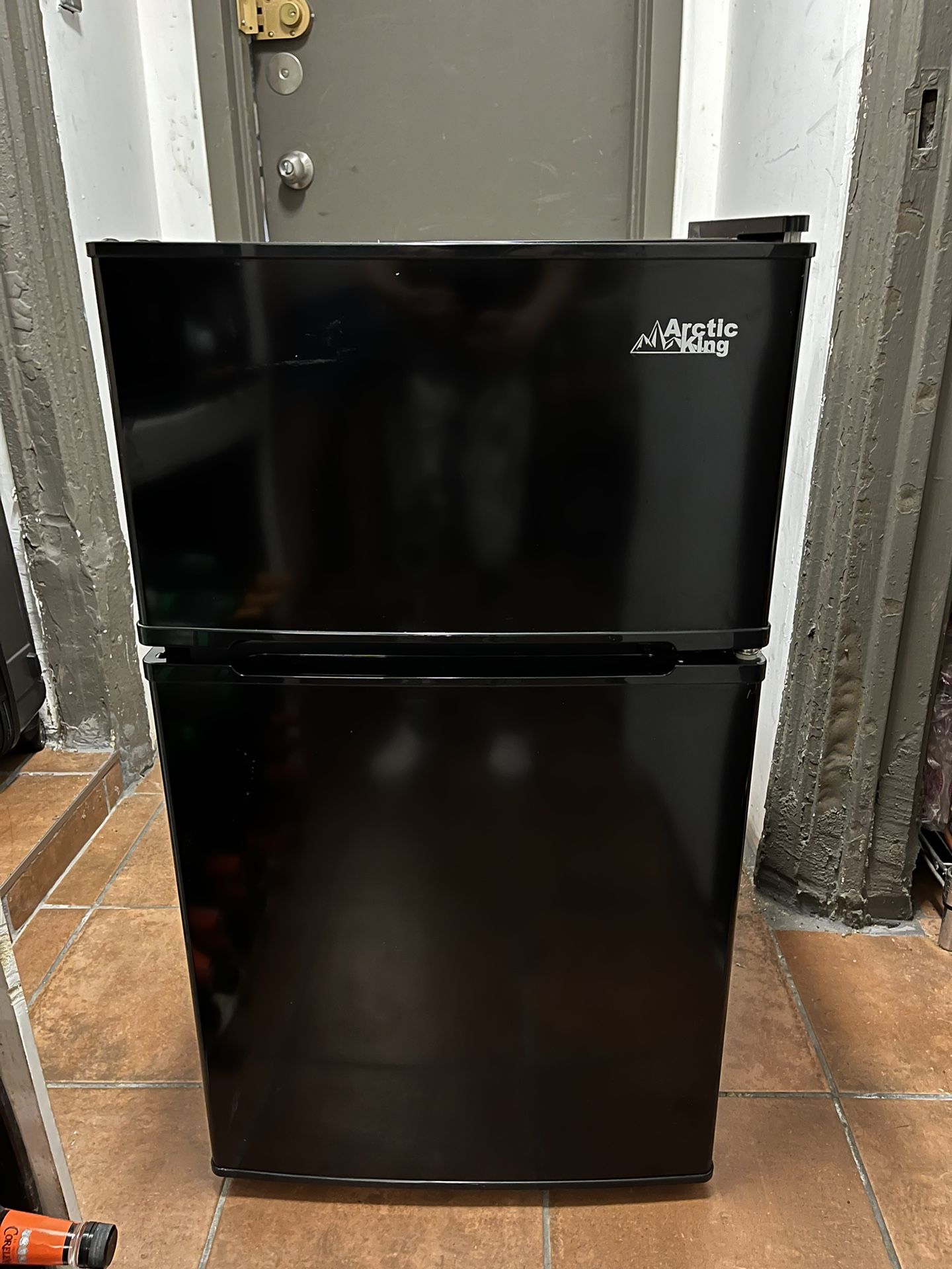 Arctic King 3.2 Cu ft Two Door Mini Fridge with Freezer, Black, E-Star, ARM32D5ABB
