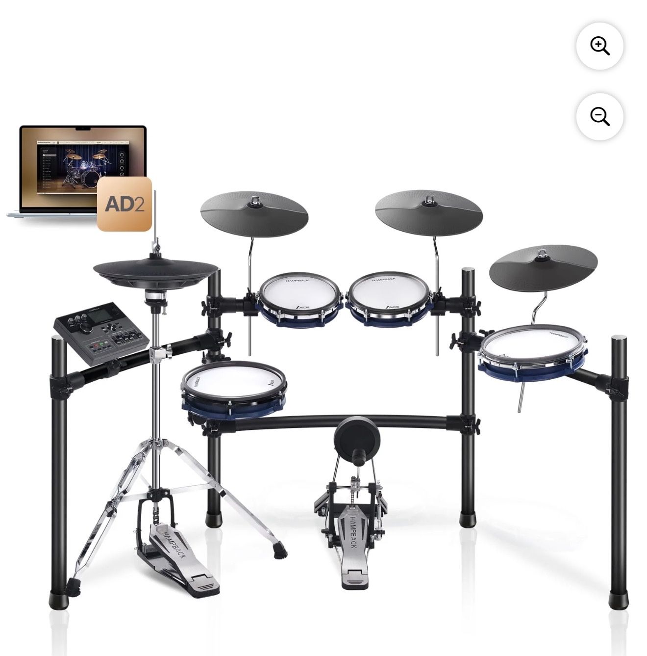 Hampback ACE-360 Electronic Drum Set Mesh Kit Bluetooth Adult Full Size