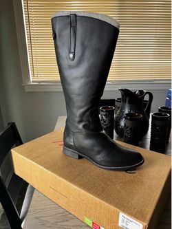 Wide calf leather boots