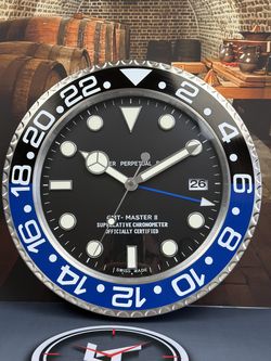 GMT II "Black & Blue" Wall Clock 13-Inch Display Clock