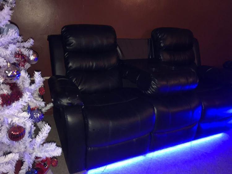 Black sofa with led lights