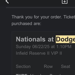 Nationals Vs Dodgers 1 Ticket. 
