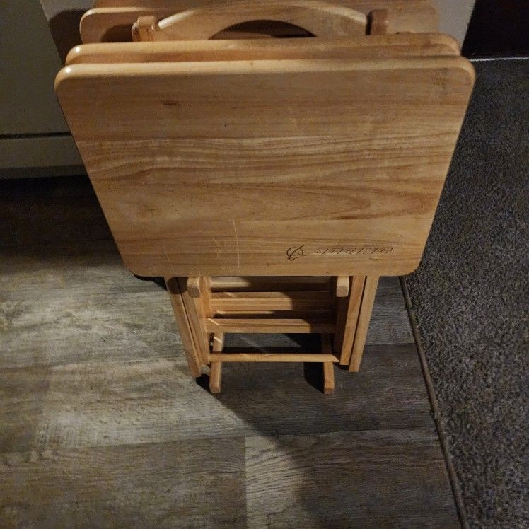 Vintage Solid Wood TV Trays