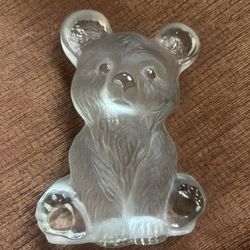 Vintage Circa 1979 Viking Studio Art Glass Satin Crystal Teddy Bear Figurine 