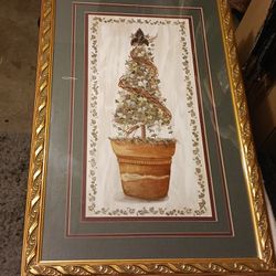 Topiary In Gold  Ornate Frame 28.5 In X 18.5 In Great Condition 