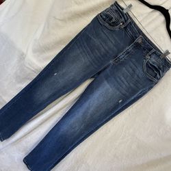 Kut From the Kloth High Rise Boyfriend Blue Distressed Jeans - Women's Size 12