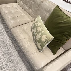 Leather beige sofa like restoration hardware