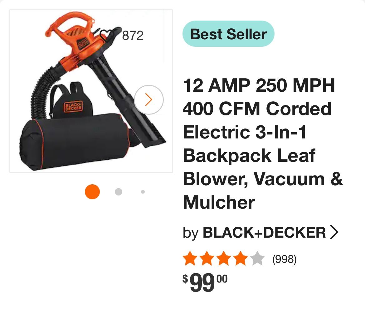 BLACK+DECKER LB700 7 Amp Corded Blower