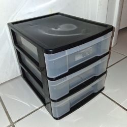small 3 drawer black plastic organizer $10 FIRM