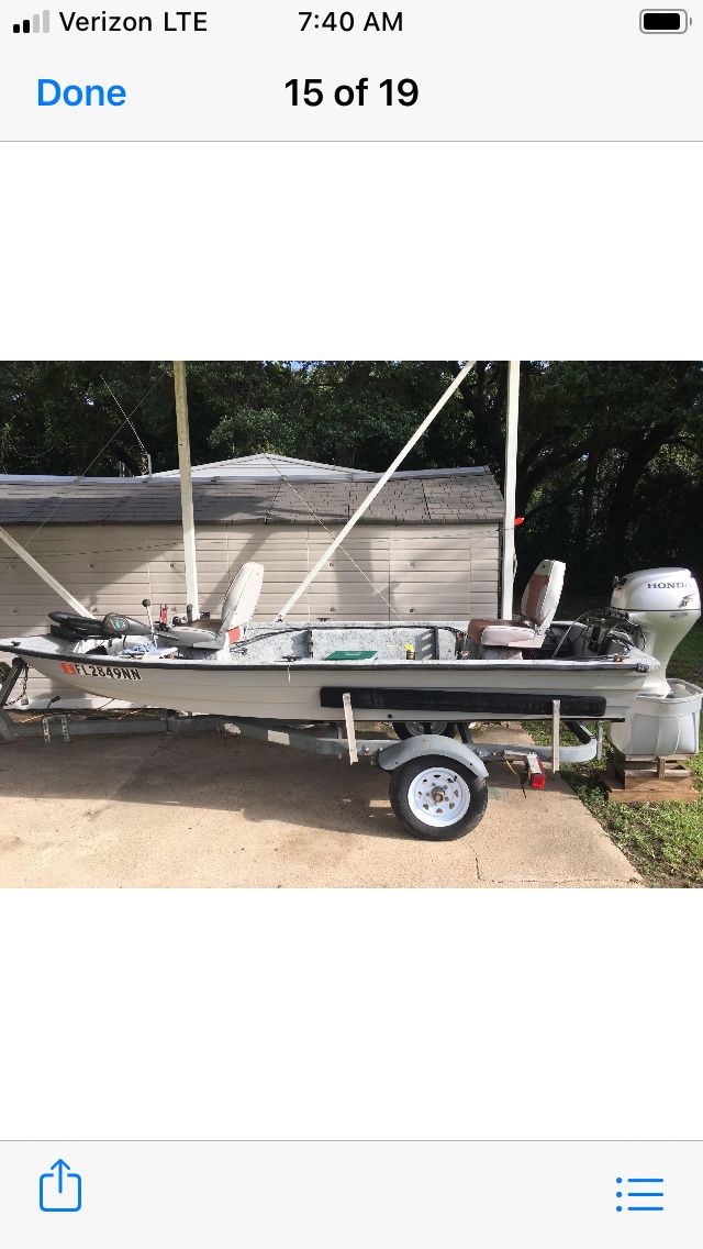 14Foot With A Honda 20  HP, best offerText for avai 14Foot With A Honda 20  HP, best offerText for availability to be seen Monday Tuesday And Sundays 