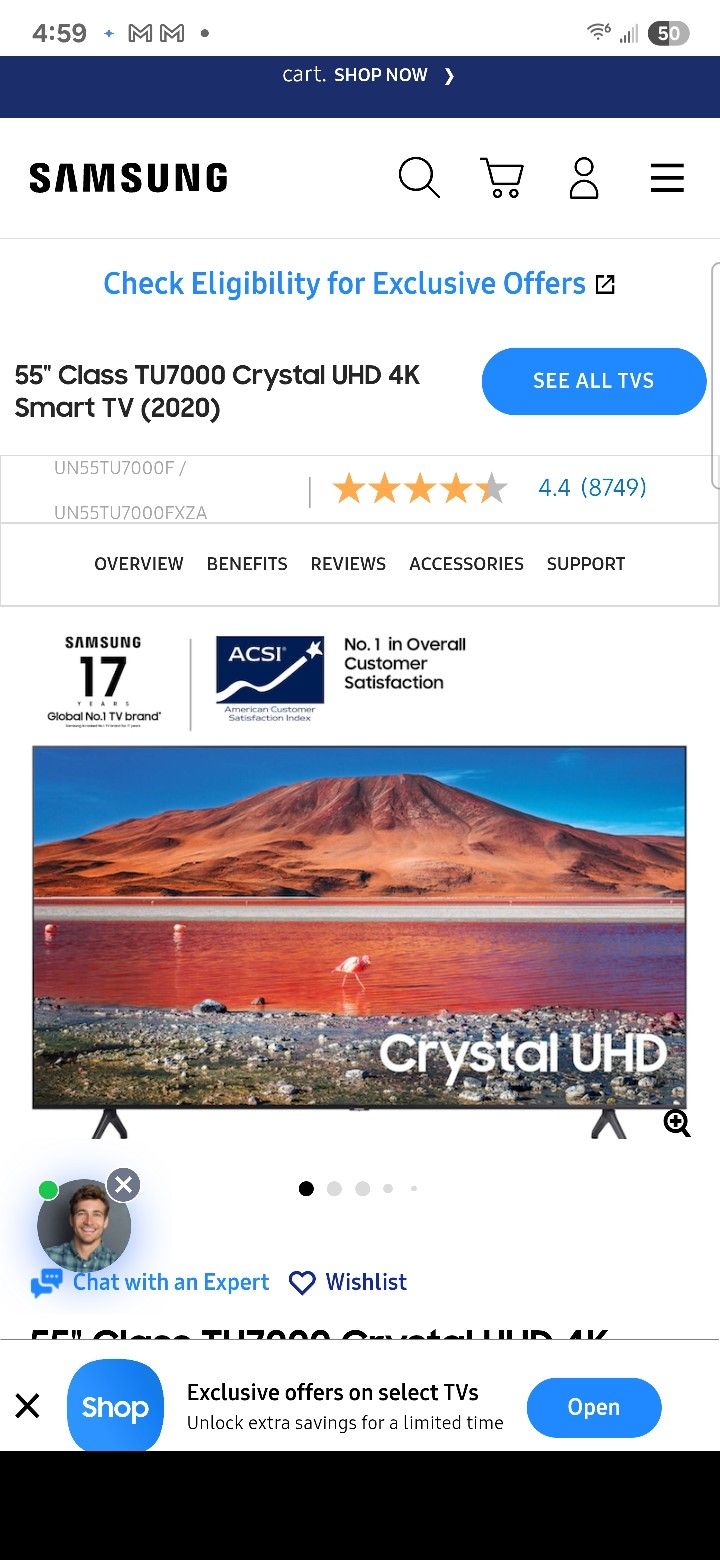 55" Class TU7000 Crystal UHD 4K Smart TV (2020)
