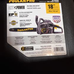 New Poulan Pro 18” Chain Saw 