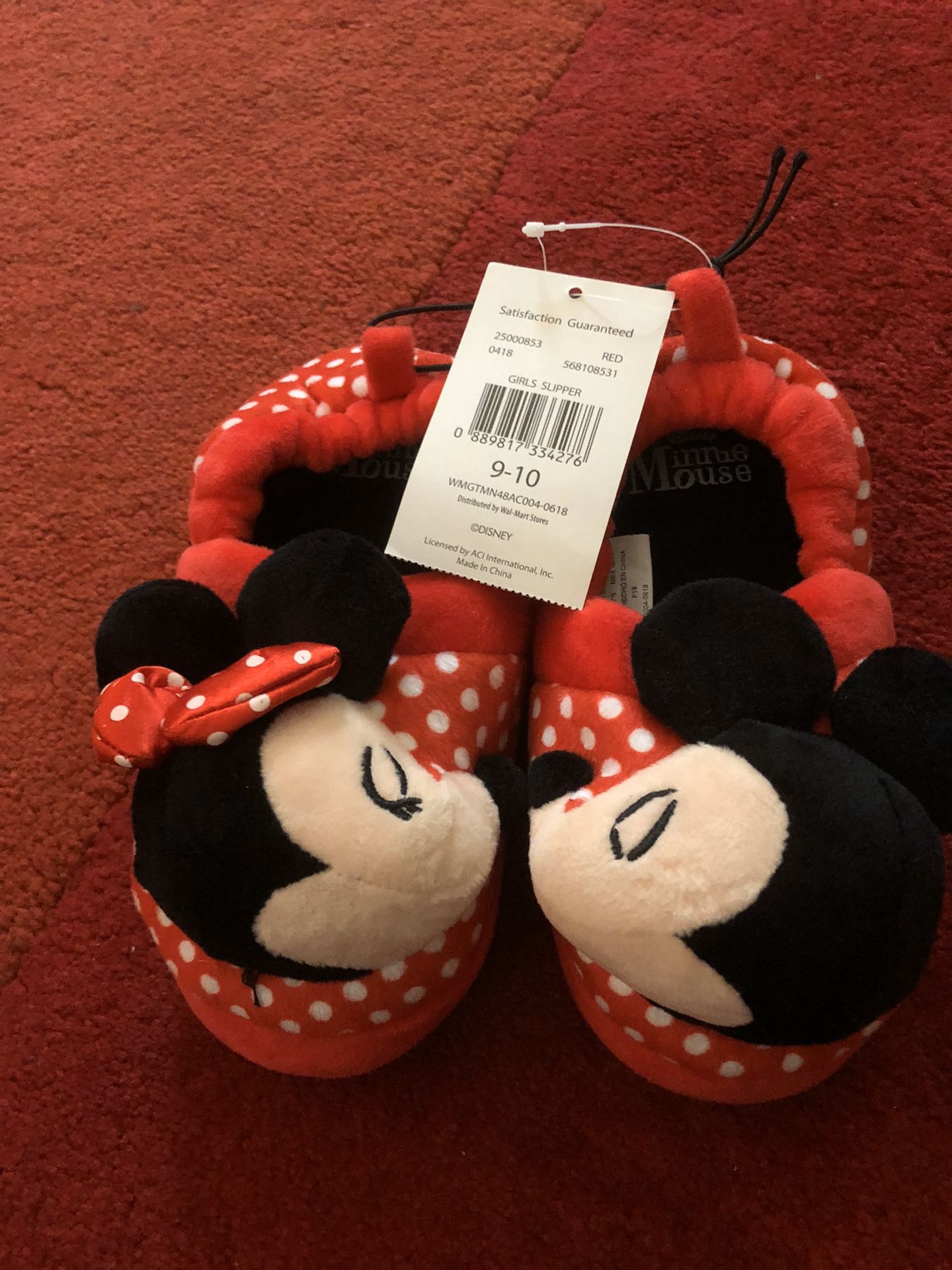 new Disney Mickey Mouse and Minnie Mouse Girl's Toddler Slippers size 9-10 (pick up only)