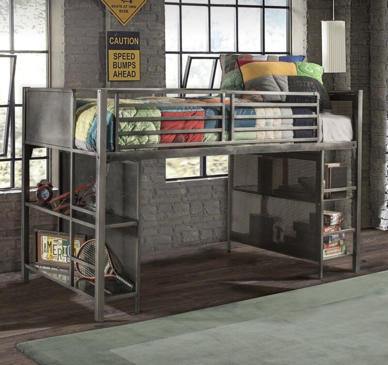 FREE - Twin Loft Bed Frame (Metal) - Yours if You Can Disassemble & Carry