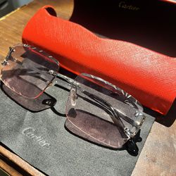 Light Red Diamond Cut Glasses With Silver Frames
