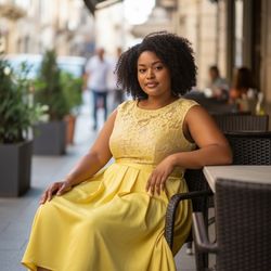 Beautiful Dresses Plus Zize Maniju Color Yellow And Pink 