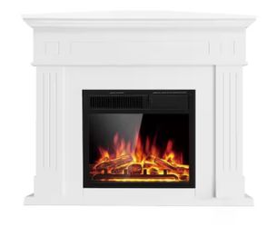 White Electric Fireplace with Mantel