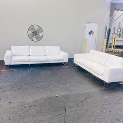 Modern Scan Design RS Schilling White Leather Sofa Set – Like New!