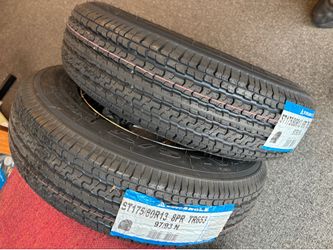 2  trailer tires and chrome wheel 175x80-13  price firm $180
