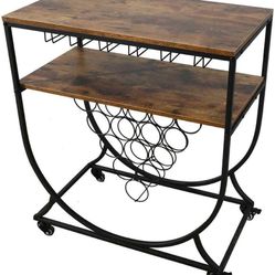 Heavy Duty Kitchen Bar Serving Cart Wine Rack Storage Glass Holder with Wheels
