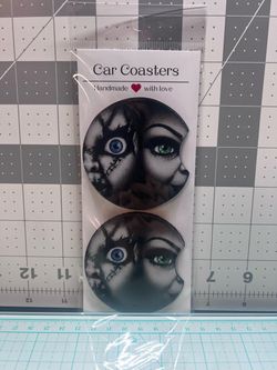 Bride of Chucky  Car Coasters Set of 2