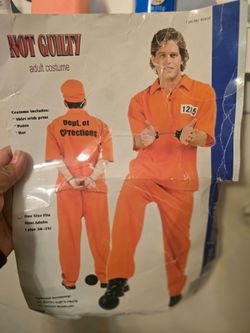 Jail prisioner men costume sz M  hallowen 3 pcs