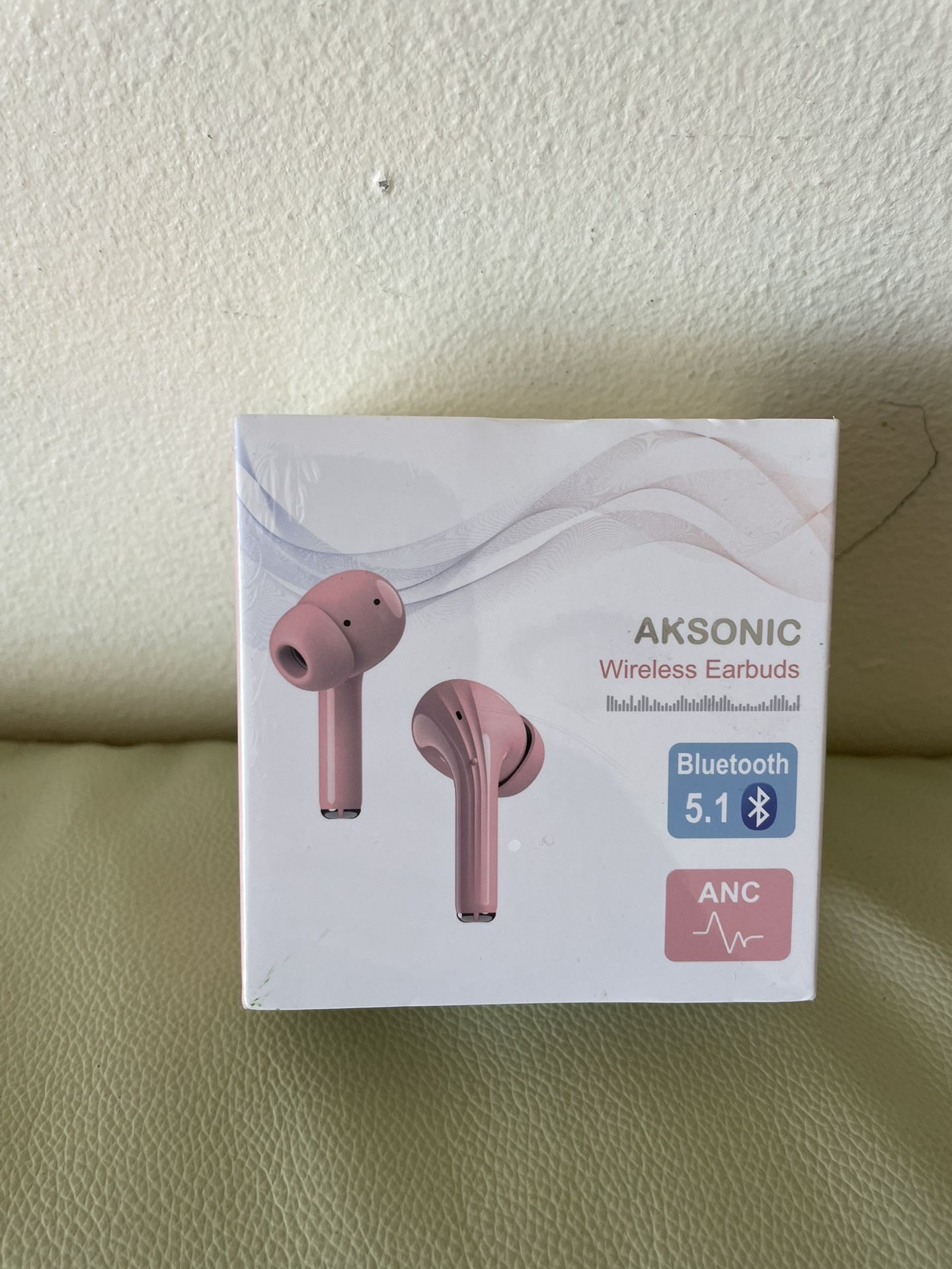 ANC Wireless Earbuds AKSONIC Active Noise Cancelling in-Ear Headphones Bluetooth Stereo with Mic Wireless Charging Case for Workout TV Phone Calls PC 