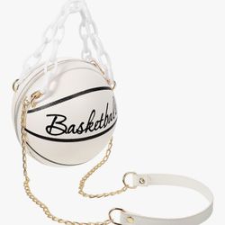 Fashion Women Basketball Bag Leather with Chain Tote Round Graphic for Casual
