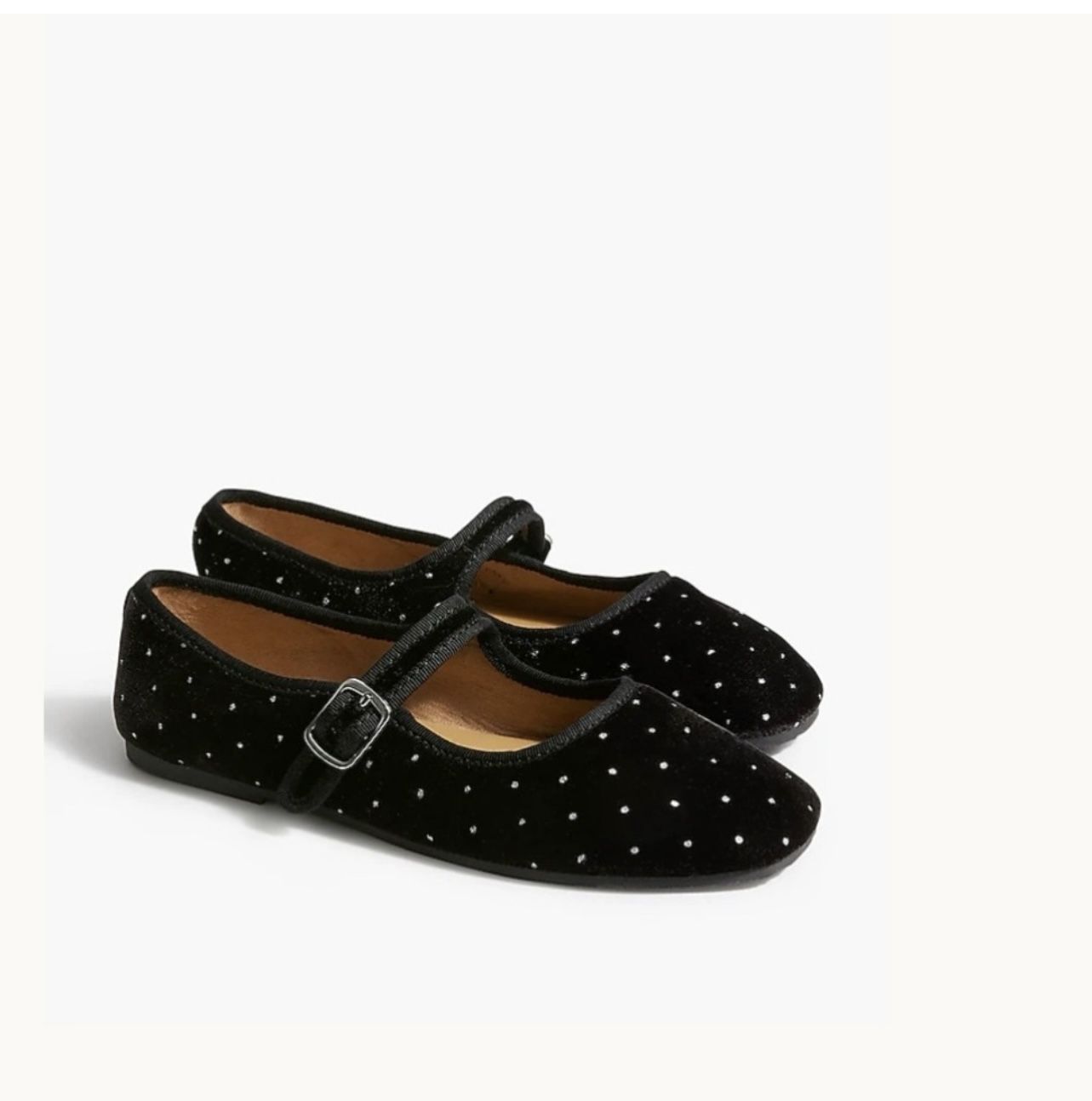 NWT J.Crew Girls' Glitter Dot Velvet Mary Jane Flats Size K4