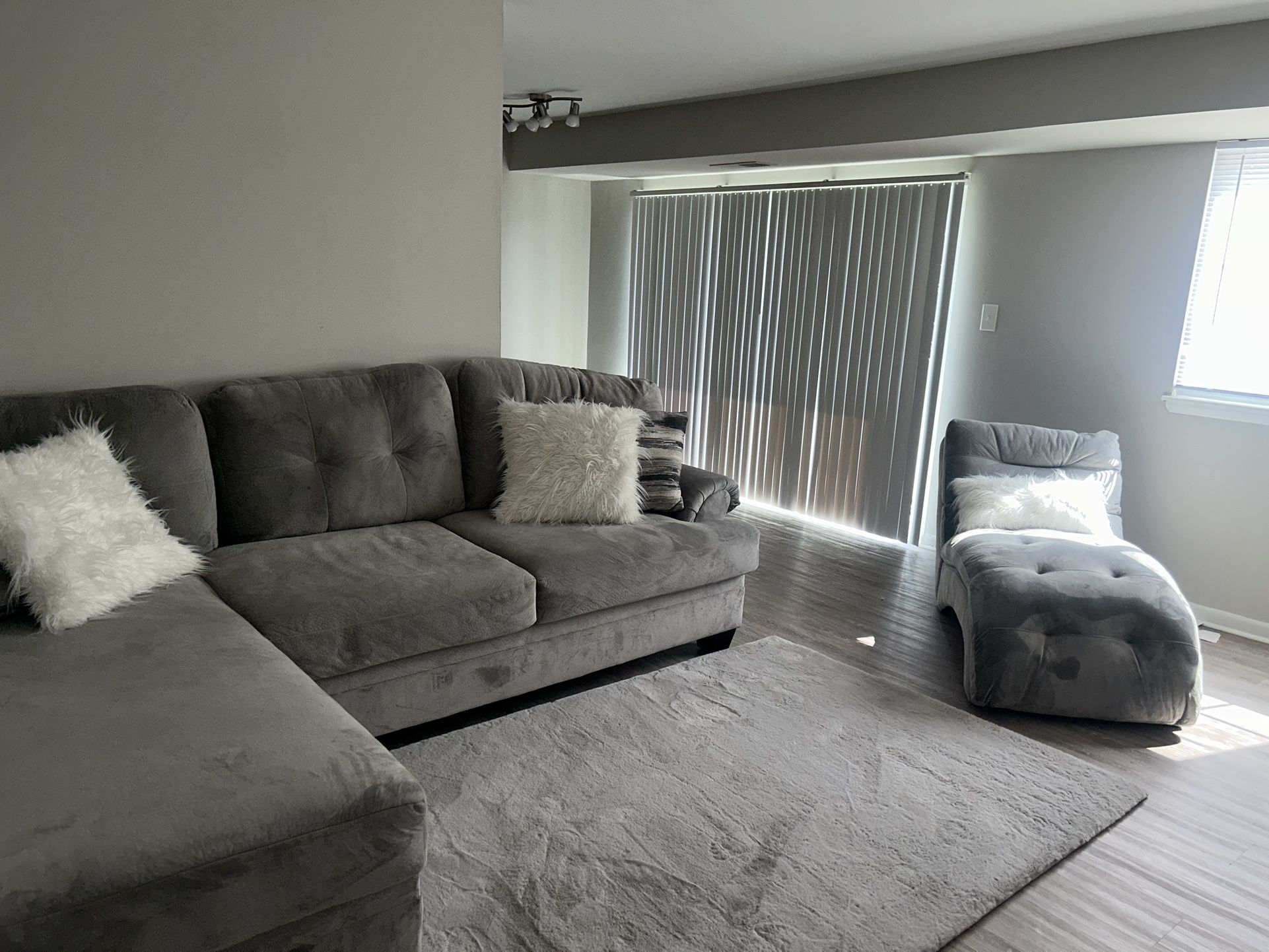 Grey 2 Piece Sectional With Rug Included