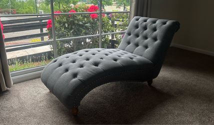 Modern Tufted Chaise Lounge Chair Gray Upholstered Accent Piece