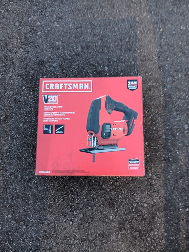 craftsman variable speed 20 volt cordless Jeg saw brand new in sealed box tool only 