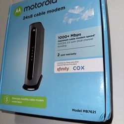 Motorola 24x8 Cable Modem MB7(contact info removed) Mbps DOCSIS 3.0 Pairs with Any WiFi Router