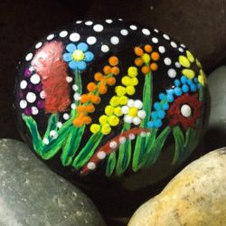 Hand Painted Flower Garden Rock