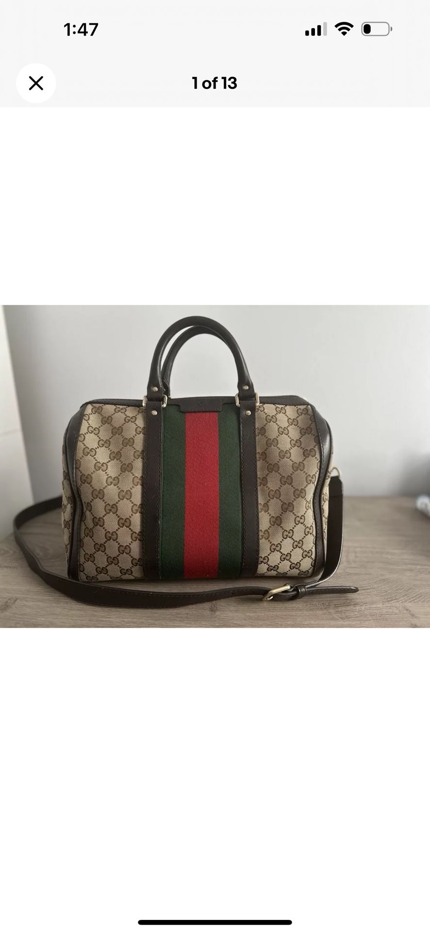 Gucci Web Boston Satchel Bag With Straps
