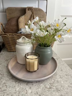 Round wood tray $7