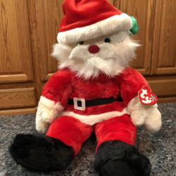 Ty Buddy Beanie Babie “Santa” Year 2000.  Size 14 inches tall.  Sits  up.  Brand New with Tags has been on display in a cabinet with a Ty beanie Babie