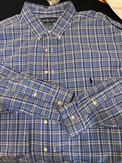 $25 men’s Ralph Lauren blue and white plaid shirt new cn