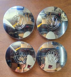 4 Vintage Volkswagen Chrome Center Hubcaps