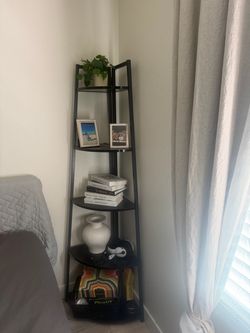 Black Corner Ladder Shelf 5-Tier
