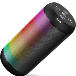 Portable Bluetooth Wireless Speaker with RGB Lights, Loud Speaker with Stereo Sound,Speaker for Party, Home, Outdoor(Black)