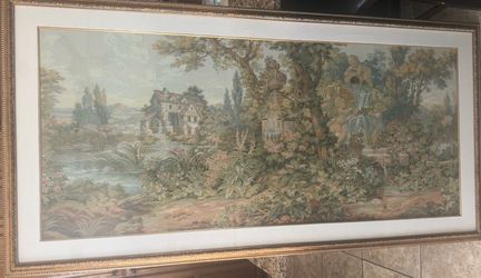 Large Italian Framed Woven Tapestry – Purchased in Vatican Art Gallery in Rome