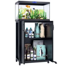 20 Gallon Aquarium Fish Tank Stand with Storage Cabinet Power Outlets
