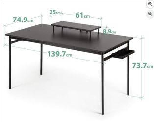 Tresa 55" x 29" Metal Computer Desk with Monitor Riser