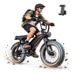 Jasion YR20 750W Electric Bike, 48V 20Ah E-Mountain Bike for Adult, Class 3 Fat Tire 20 Inch Off-Road Electric Bicycle with Hydraulic Brake, 80 Miles 