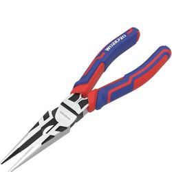 WORKPRO Premium 8” Needle Nose Pliers, Paper Clamp Precision, Heavy-Duty CRV Steel, Large Soft Grip with Wire Cutter, Long Nose Cutting Pliers, W03126