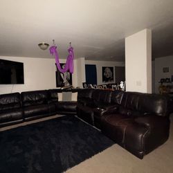 Black Electric Recliner Leather Couch 