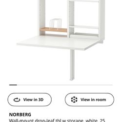 IKEA - NORBERG - Like New! Wall-mount drop-leaf table/desk $70