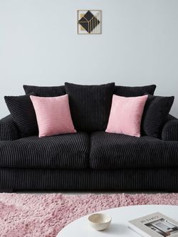 Black stylish cozy velvet Sofa Set with Armchair and Ottoman